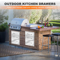 Cassetti per cucina da esterno in acciaio inossidabile Garvee – 14" L x 20,5" A x 23" P, perfetti per postazioni barbecue e cucine da esterno