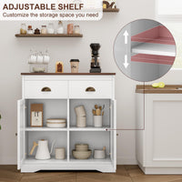 Garvee Buffet Bianco Rustico con 2 Ante e 2 Cassetti, Piano di Lavoro in Legno Resistente, Multiuso per Cucina e Sala da Pranzo, 41.3"x15.6", Marrone