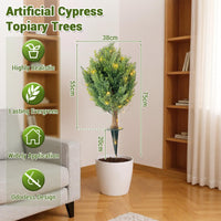 Garvee 30" Alberi di cipresso artificiali Set di 2 con picchetto per giardino e terrazza Verde Resistente a tutto il calore e ai raggi UV