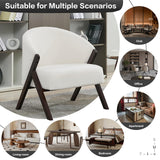 Poltrona Garvee Mid Century Modern, struttura in legno, soggiorno, camera da letto, balcone, rivestimento in lino, comoda poltrona
