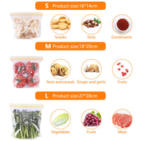 Garvee Sacchetti Trasparenti per Conservazione Fresca, Sicuri per Alimenti, Resistenti al Freezer, Riutilizzabili, Ideali per Frutta e Verdura, 3 Misure