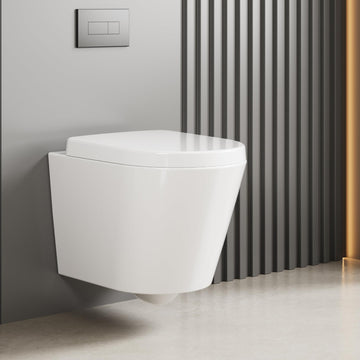 Garvee WC Sospeso Senza Bordo Di Scarico, Ceramica Resistente, Bagno Ospiti, 53 cm, Bianco