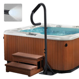 Corrimano per vasca idromassaggio Garvee con luce LED, girevole a 360°, altezza regolabile 35-57", acciaio al carbonio, impugnatura antiscivolo, portasciugamani, per interni ed esterni - Nero