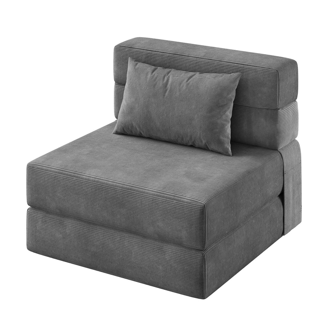 Divano letto e poltrona 4 in 1 Garvee, versatile e confortevole, tessuto in velluto a coste, grigio scuro, per soggiorno e camera degli ospiti