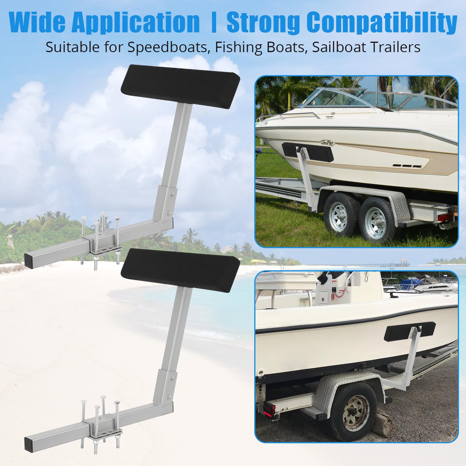 Guida per rimorchi per barche Garvee 2 persone da 20 pollici in acciaio flessibile e robusto con rivestimento in moquette per rimorchi con canale a C con trave alta, caricamento sicuro