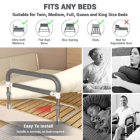 Sponda per letto Garvee per anziani, altezza regolabile 64x55x36,5~43,5 cm, nero e bianco, protezione anticaduta, robusta e sicura