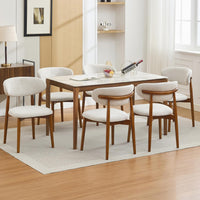 Set di 2 sedie da pranzo in legno Garvee, stile moderno di metà secolo, imbottite, per cucina e sala da pranzo, beige, salvaspazio
