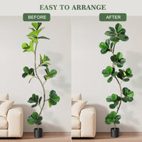 Albero di fico artificiale Garvee a forma di S, 7 piedi, con 59 foglie, rami flessibili, vaso nero per ufficio e soggiorno, durevole, verde realistico