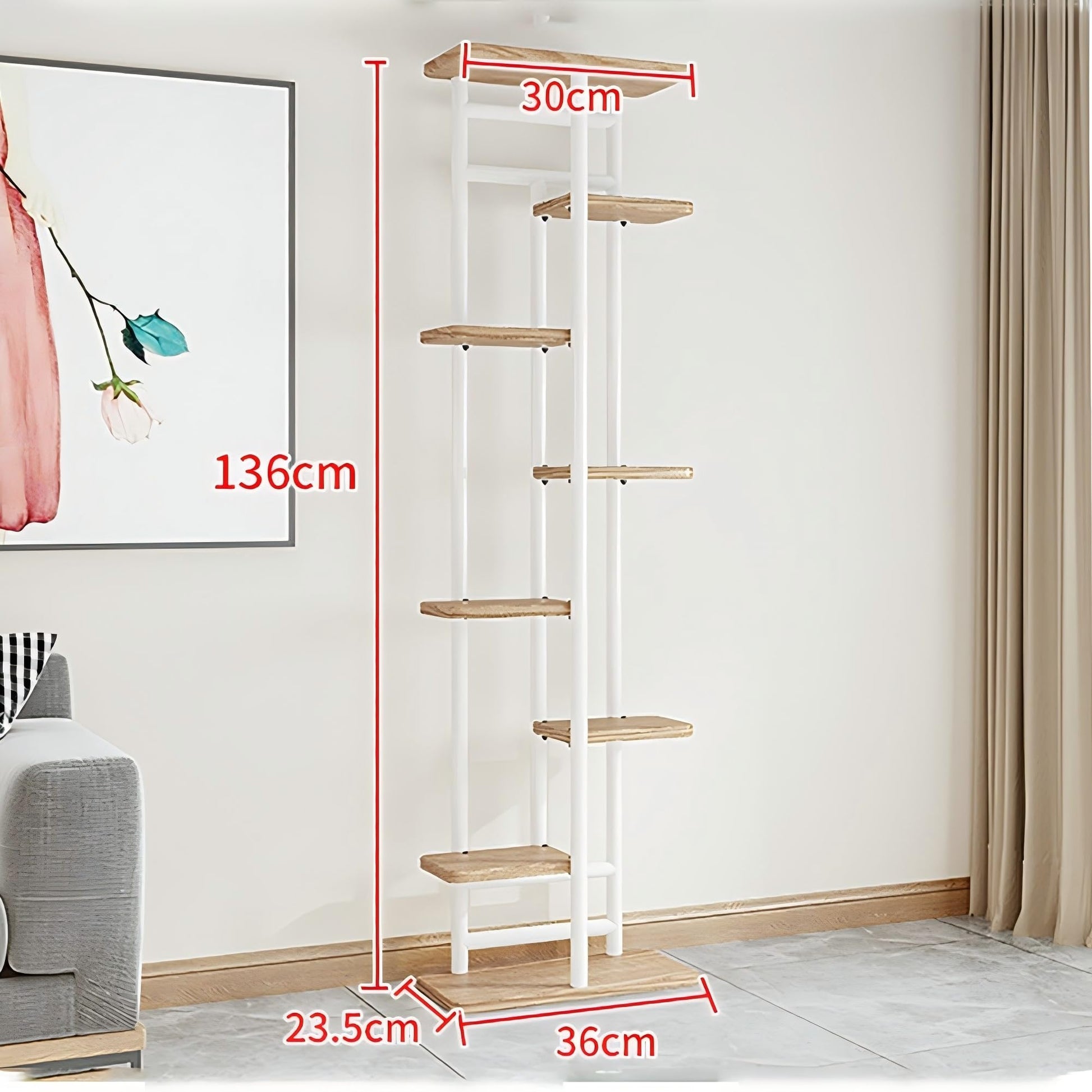 Supporto per piante in metallo multilivello Garvee con base in legno per uso interno ed esterno, balcone, giardino, nero, varie dimensioni