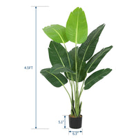 Albero artificiale di uccello del paradiso Garvee, 8 tronchi, 4,5 piedi, alta qualità, facile da pulire, finto albero di banano, vaso robusto, decorazione per interni ed esterni