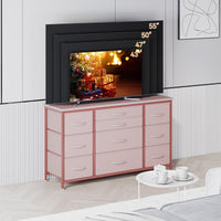 Cassettiera GARVEE con cassetti, credenza con 10 cassetti in tessuto e 3 prese di corrente, cassettiera per soggiorno, credenza per ingresso, mobile contenitore con rivestimento in tessuto, robusta struttura in metallo, piano in legno