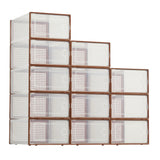 Garvee Scatole Trasparenti Grandi per Scarpe - 12 Pezzi Impilabili con Coperchi Resistenti - Plastica ABS Durevole - Organizer Multiuso per Armadio e Sotto Letto, Ventilate, Extra Large, Trasparenti - Brown