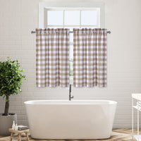 Tende piccole Garvee Buffalo Plaid in poliestere idrorepellente effetto lino per soggiorno, cucina, bagno, 28"x24" tortora