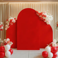 Garvee Backdrop Cover Set da 3 pezzi, elasticità in spandex bifacciale, copertura per arco nuziale per feste di compleanno, cerimonie, banchetti, 5 piedi + 7,2 piedi + 5 piedi, rosso