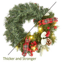 Ghirlanda natalizia GARVEE da 45 cm con 15 luci LED, pigne e bacche per la decorazione di porte e finestre, materiali naturali, stile festoso del bosco