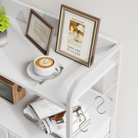 Cassettiera Garvee con 5 cassetti, frontale in tessuto, struttura in metallo, piano in legno, per camera da letto e corridoio, robusta, grigia