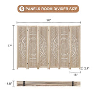 Divisorio per ambienti Garvee da 66,9 pollici, pieghevole, 6 pannelli, in legno di Paulownia, MDF, per soggiorno, ufficio, divisorio per la privacy, classico