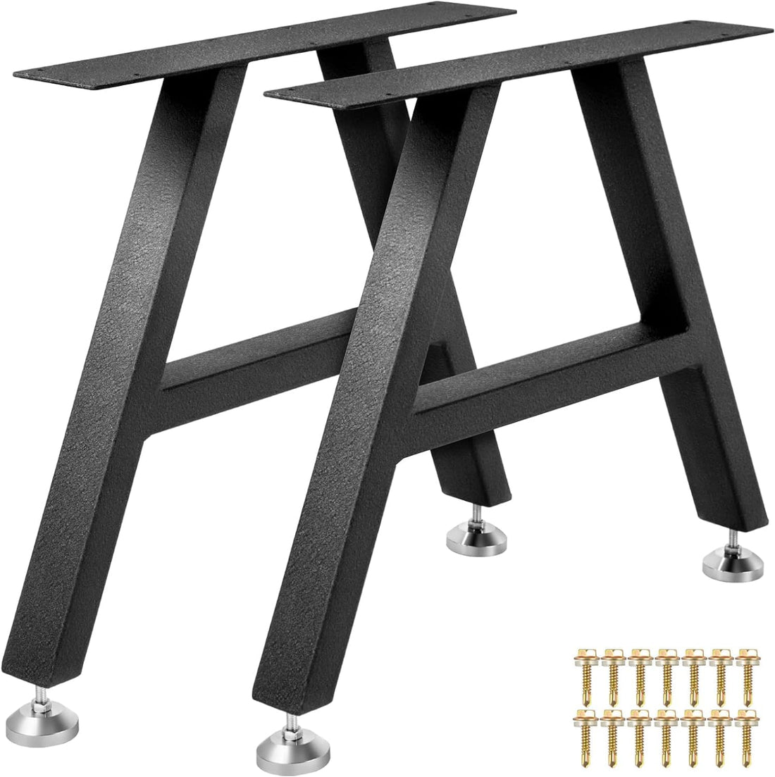 Garvee Piedi di Tavolo in Metallo 71x50cm Robusti e Stabili con Rivestimento in Poliuretano Set da 2 per Tavolo da Pranzo Nero
