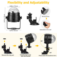 Garvee Luci per feste USB LED Disco Ball 6W, 7 modalità, Attivazione sonora, Telecomando, Plastica, Ventosa, 2 pezzi, Halloween, Festa, Bar