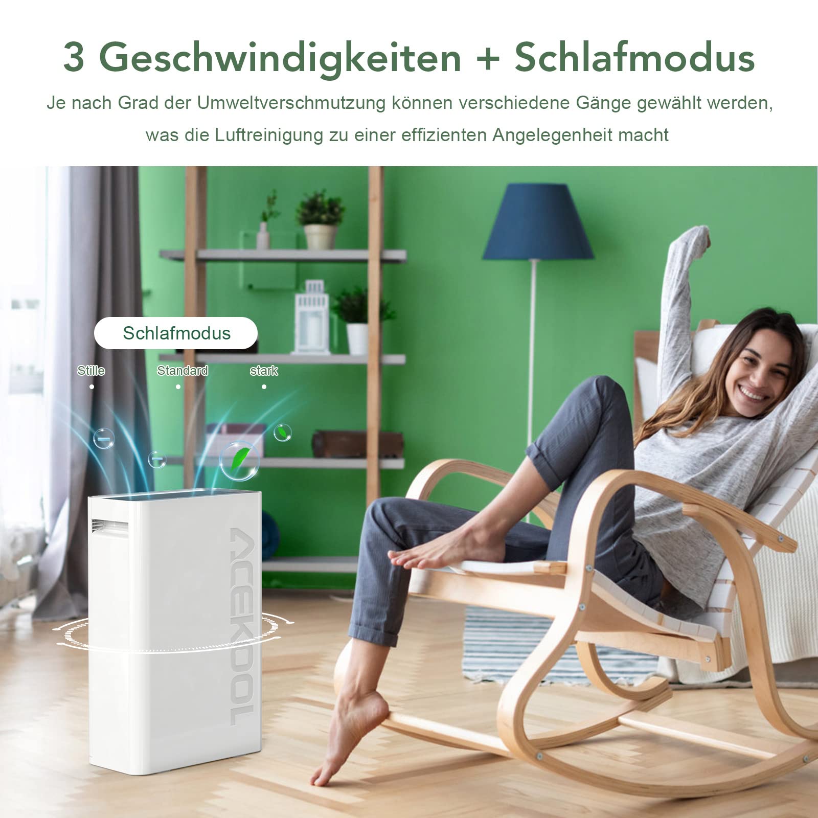 Purificatore d'aria GARVEE AF1 con filtro HEPA H13, purificatore d'aria silenzioso per chi soffre di allergie, CADR fino a 280 m³/h, fino a 55 m³, rimuove il 99,97% di polline, polvere e peli di animali - Modalità sospensione, timer