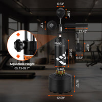 Sacco da Boxe 5 in 1 Garvee Regolabile 63-90,5" per Adulti - Pelle PU Nero, Ideale per Kickboxing e Festa del Papà