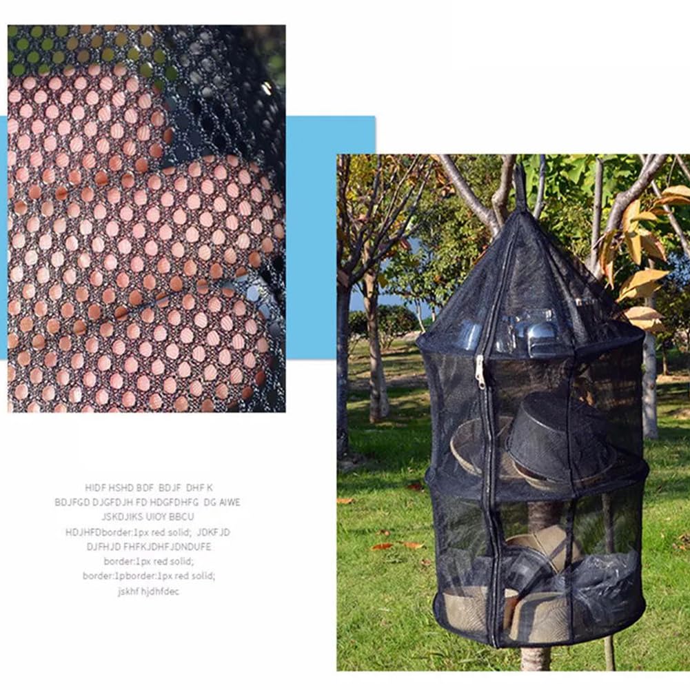 Rete portaoggetti portatile Garvee in tessuto di nylon, 3 strati, pieghevole, per picnic, utensili da cucina, essiccazione degli alimenti