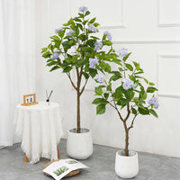 Albero di ortensia artificiale Garvee da 4 piedi/5 piedi con vaso moderno per l'arredamento del soggiorno e dell'ufficio, facile da pulire, robusto, realistico, verde