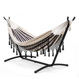 Garvee Amaca Portatile Doppia con Supporto, Capacità 204 kg, 2 Persone, Tessuto Resistente, Design Intrecciato, Giardino e Piscina, Facile Montaggio