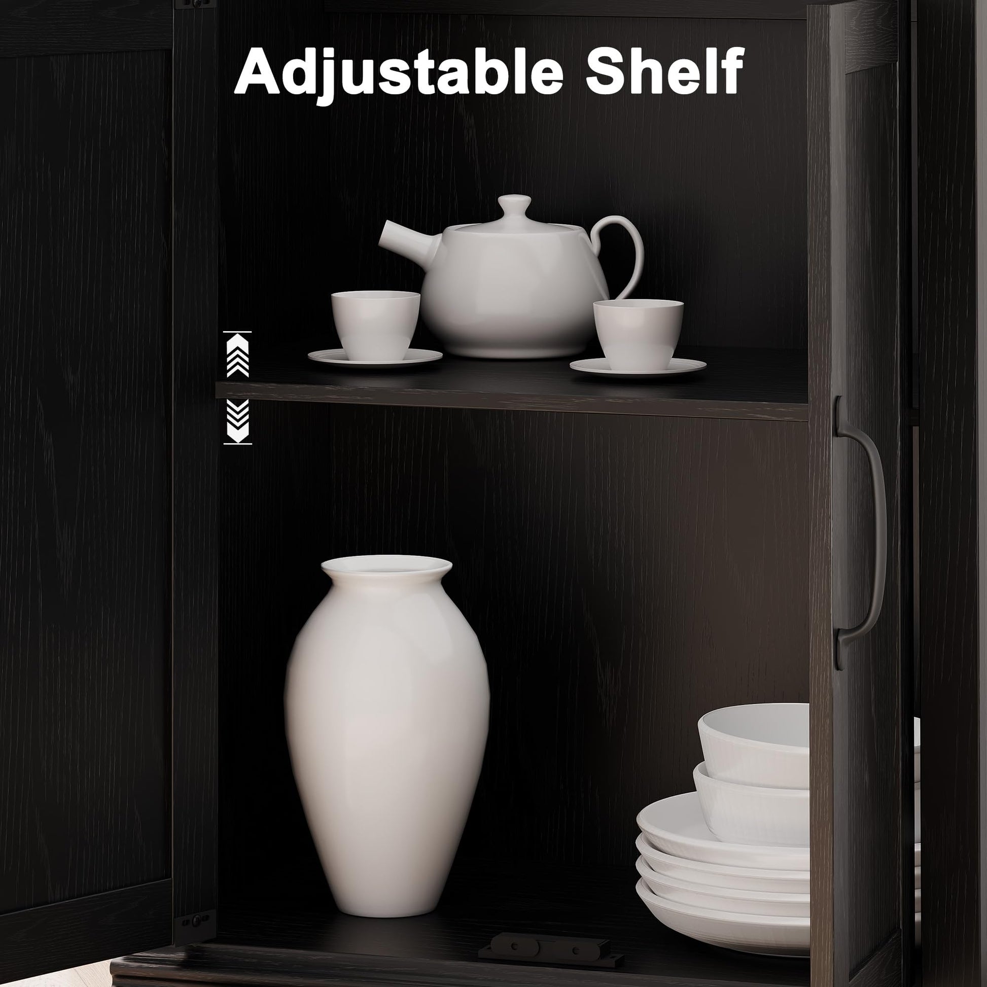 Libreria Garvee Farmhouse con ante, 5 ripiani, ampio spazio di archiviazione, legno MDF, soggiorno, ufficio, 30,5 cm di profondità x 62,2 cm di larghezza x 170,7 cm di altezza