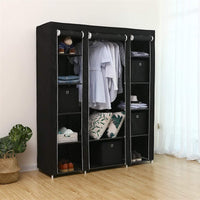 Armadio portatile in tessuto Garvee, pieghevole con coperchio, ganci e divisori per uso domestico, 147x44x174 cm, copertura antipolvere