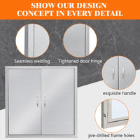 Porte da cucina per esterni Garvee, 30.5x21 pollici, in acciaio inox, doppio accesso, chiusura magnetica per barbecue, stazione grill, giardino