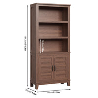 Libreria Garvee Farmhouse da 71" con ante, 5 ripiani, robusto legno MDF, venature del legno retrò, libreria per soggiorno e ufficio