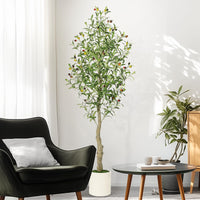 Albero di ulivo artificiale Garvee alto 5 piedi con tronco realistico e frutti per la decorazione di casa e ufficio, vaso bianco in PP ignifugo