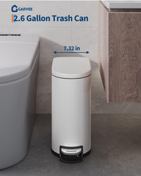 Garvee Bidone Per Rifiuti Bagno 2,6 Galloni Acciaio Inox Bianco, Pedale Resistente, Design Salvaspazio
