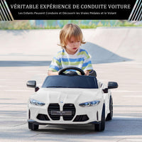 Garvee Kids Electric Car BMW M4 con licenza 12V con LED, musica, cintura di sicurezza, telecomando, metallo PP, giocattolo per esterni, 3 km/h, nero