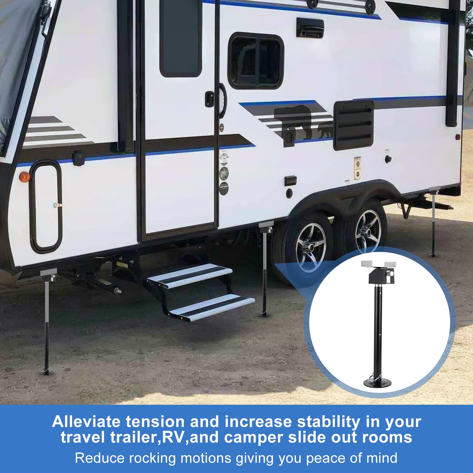 Garvee, set di 2 supporti estraibili per camper, regolabili in acciaio 53,51-86,99 cm, portata 2268 kg ciascuno, resistenti alla ruggine, compatti per roulotte