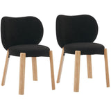 Garvee Sgabello Trucco Moderno 2 Pezzi con Schienale a Cuore in Tessuto Teddy Morbido, Gambe Legno Stabile per Camera da Letto e Ufficio - Black