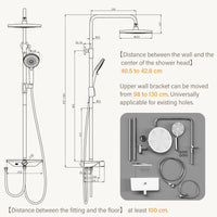 GARVEE Doccia a pioggia senza rubinetto con mensola, sistema doccia regolabile in acciaio inox per doccia, 25 cm rotondo cromato