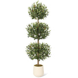 Garvee 5FT Albero di ulivo artificiale a tripla sfera Topiary resistente ai raggi UV Muschio e vaso per uso interno ed esterno Verde - verde