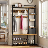 Armadio 5 in 1 Garvee con panca, 12 ganci, scarpiera per corridoio e ingresso, MDF e acciaio, robusto, spazio di archiviazione, design moderno