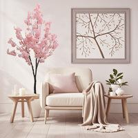 Albero di ciliegio artificiale Garvee da 180 cm rosa con robusto vaso in cemento per casa e ufficio