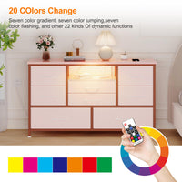 Cassettiera GARVEE con 8 cassetti, mobile TV con luce LED, 3 prese e 2 porte USB, cassettiera per soggiorno, corridoio, camera da letto, robusta struttura in metallo, piano in legno