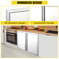 Porta di accesso per barbecue Garvee da 28x19 pollici in acciaio inossidabile 304, doppia porta, resistente alle intemperie, per cucina da esterno, argento