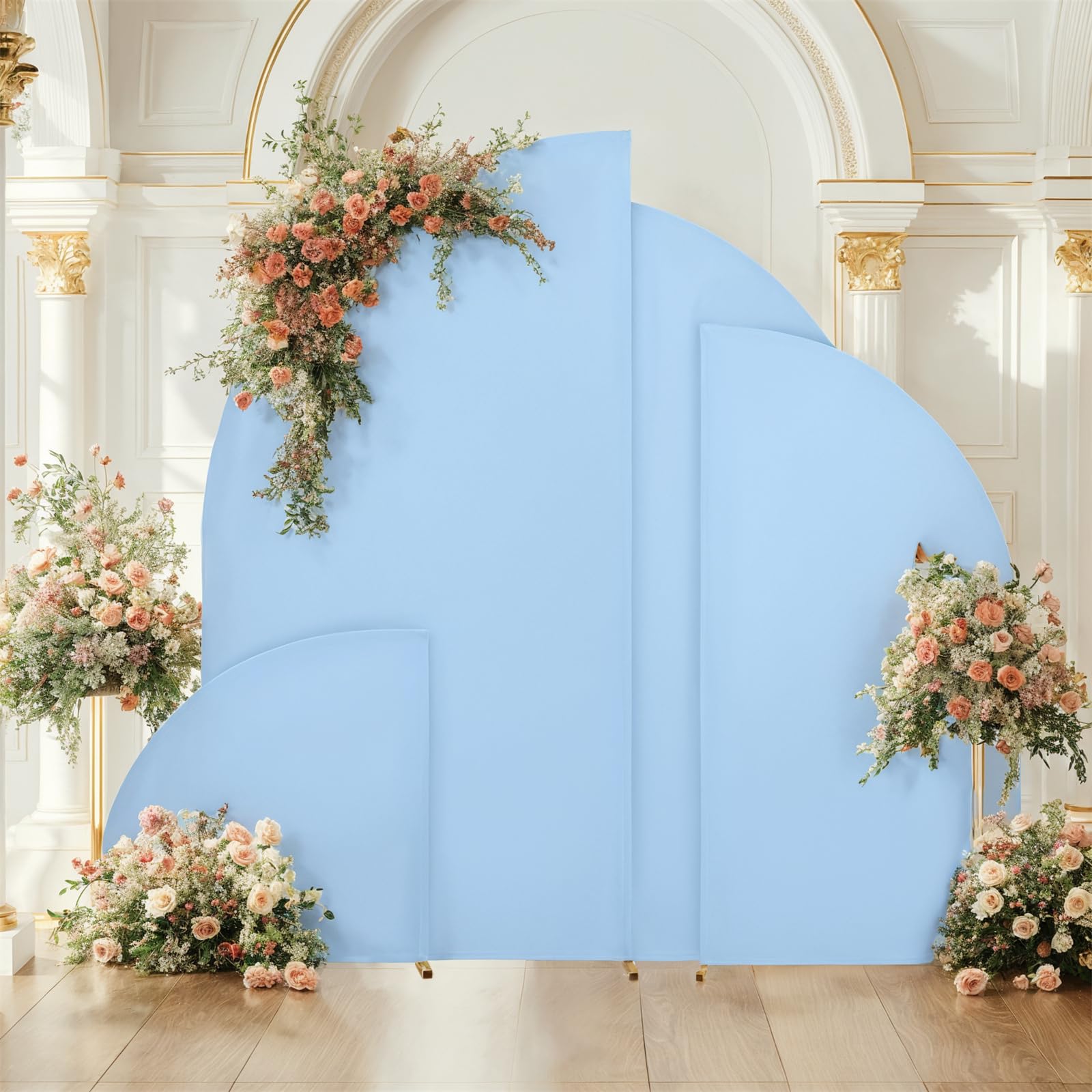Garvee Copertura per arco nuziale 5 piedi Elastico in spandex con parte superiore a mezzaluna, riutilizzabile per decorazioni per matrimoni, compleanni e feste, bianco