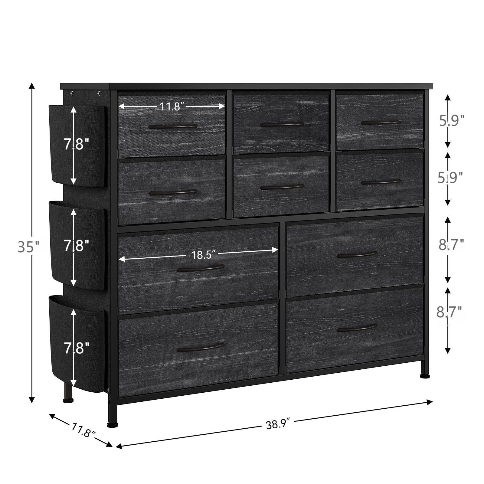 Cassettiera Garvee con 10 cassetti, tessuto, guide in metallo, piano in legno impermeabile per camera da letto e soggiorno, versatile, salvaspazio