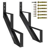 Garvee 2 Pack Gradini Scala in Acciaio con Supporti Rinforzati, Verniciatura Antiruggine, Uso Esterno, 2 Gradini, Nero - Black
