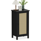 Garvee Comodino Rustico Moderno Boho con Cassetto Tavolino in Legno Stabile per Camera e Soggiorno Nero 76x40x30 cm - Nero
