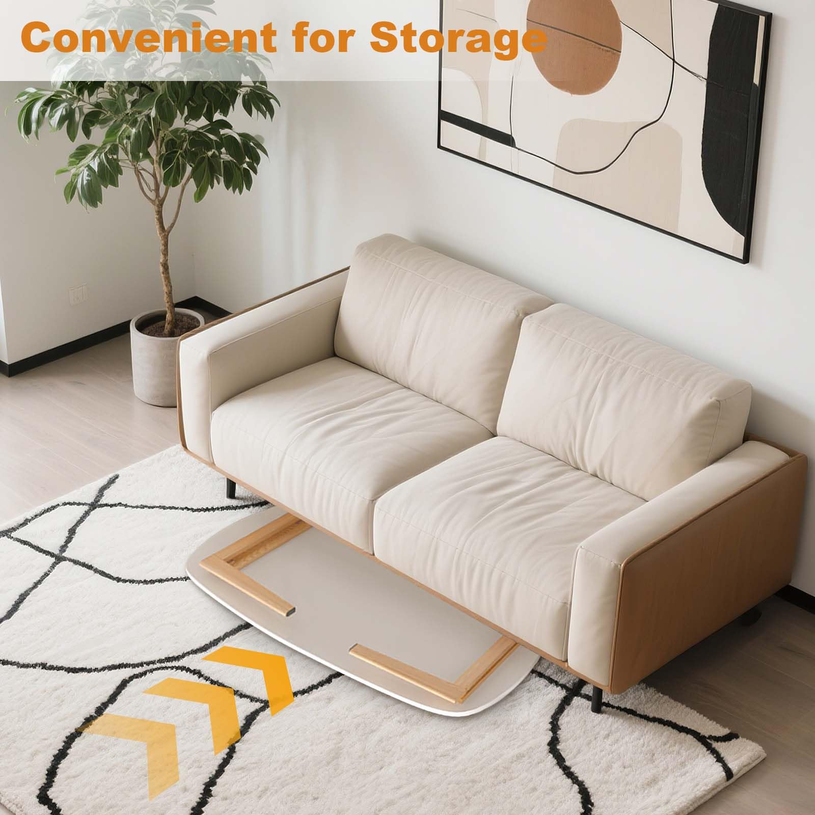 Tavolino pieghevole Garvee, in legno, 80x50 cm, per camera da letto e ufficio, pieghevole, stabile, salvaspazio, design minimalista