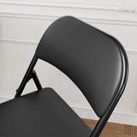 Garvee Set di 2 sedie pieghevoli con cuscini, similpelle, metallo robusto, per uso interno ed esterno, nero, pieghevoli, capacità di carico fino a 159 kg