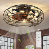 Garvee Ventilatore Da Soffitto Vintage Con Luci E14 E Telecomando, 50cm Metallo, Design Gabbia, 6 Velocità, Camera E Salotto, Nero